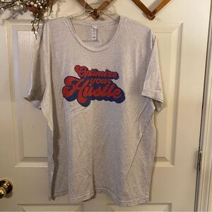 Gray optimize your hustle, Graphic T-Shirt with Red and Blue Print